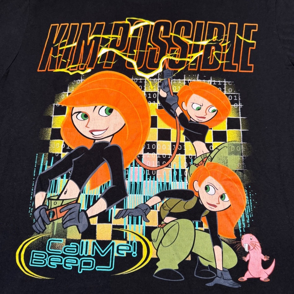 Disney Kim Possible Call Me Beep Me Promo Graphic T-Shirt Black Mens‎ Large